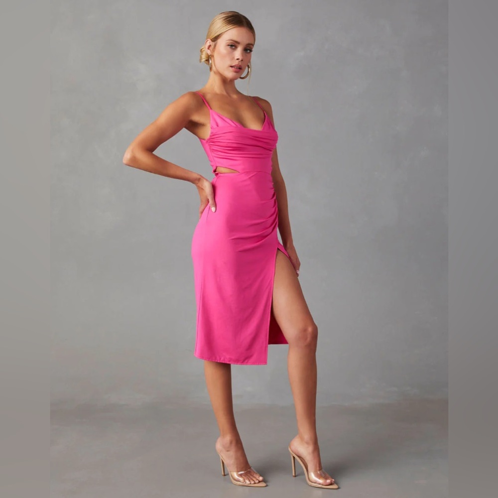 VICI Katniss Cutout Ruched Midi Dress
